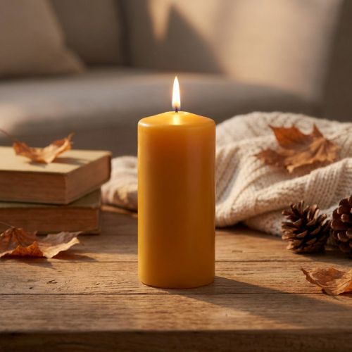 PURE Pillar Candle Yellow Honey Wenzel Candles 130/60mm | Floristik24.co.uk