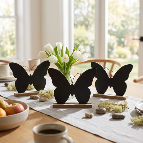 Table decoration wooden decoration butterfly black natural 15cm 6 pieces | Floristik24.co.uk