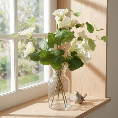 Artificial sweet peas, garden flowers, white, 85cm | Floristik24.co.uk