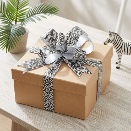 Product Decorative Ribbon Black White Curling Ribbon Safari 10mm 100m