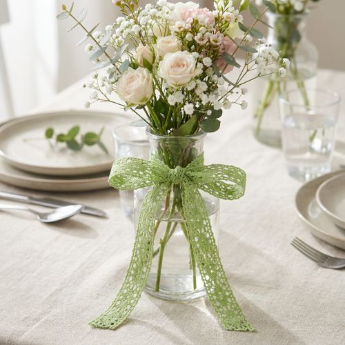Lace ribbon, decorative ribbon, green, 18mm wide, 20m long | Floristik24.co.uk