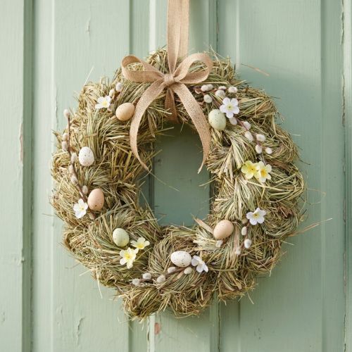 Hay wreath, door wreath, Ø25cm, natural Easter decoration | Floristik24.co.uk