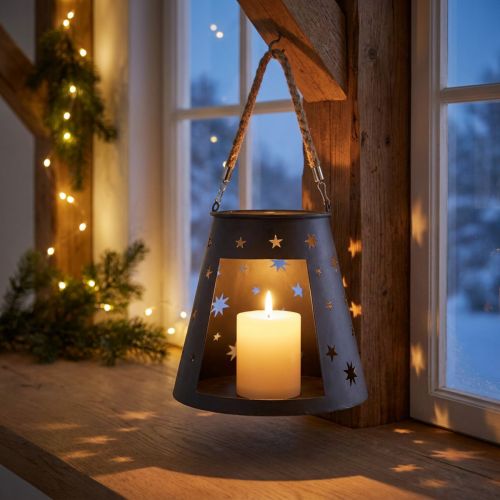Metal lantern anthracite with