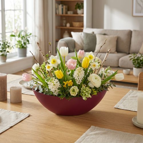 Modern half-moon bowl dark red made of plastic 39 cm – Versatile for decoration – 2 pieces | Floristik24.co.uk