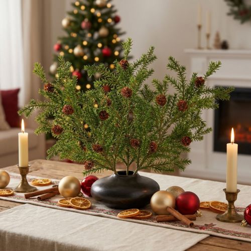 Product Artificial pine branches with cones 48cm – Christmas decoration, pine branches 3pcs, green