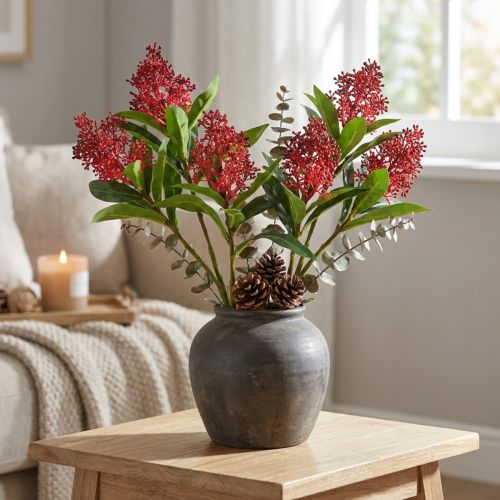 Artificial Flowers Red Skimmia japonica Skimmie 45cm 2pcs | Floristik24.co.uk