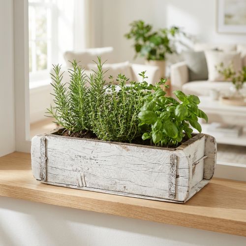 Brick shape, brick box, wooden box with metal fittings antique finish, white washed L32cm H9cm | Floristik24.co.uk