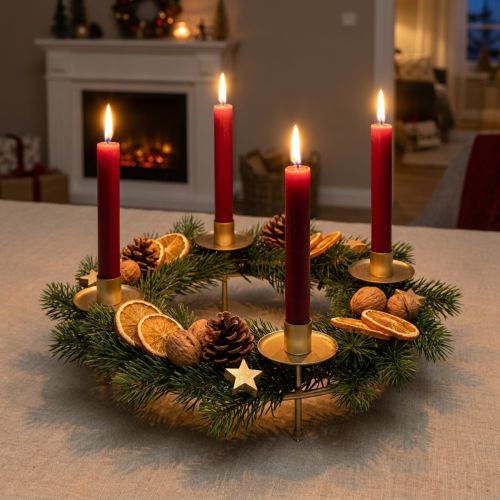 Candle ring rod candles candle holder gold Ø28cm H11cm 2pcs | Floristik24.co.uk