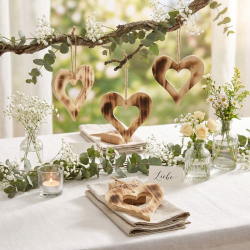 Product Wooden hearts decoration hanger heart in heart flamed 15×15cm 4pcs