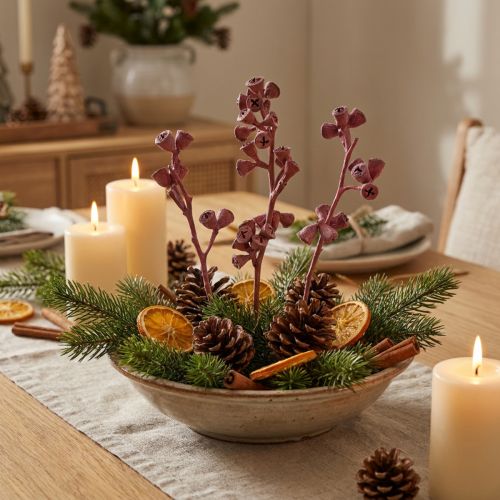 Eucalyptus branches red frosted natural decoration exotic 25 pieces | Floristik24.co.uk