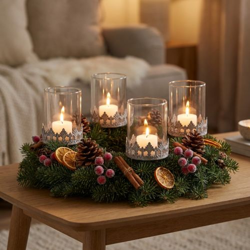 Tealight holder for sticking Vintage Ø7cm H7.5cm grey 4 pcs | Floristik24.co.uk