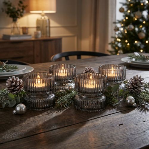 Ribbed Glass Tealight Holders