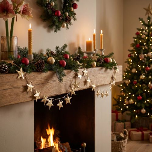 Star garland for Christmas metal gold L180cm | Floristik24.co.uk