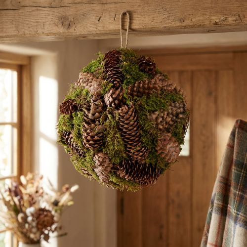 Product Real cones decorative ball with moss natural decoration Ø25cm H25cm