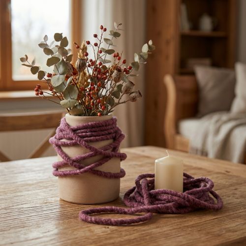 Wool felt decorative cord felt wick thread Berry L7m set of 2 pieces | Floristik24.co.uk
