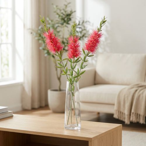 Product Artificial Flowers Red Carmine Bottlebrush 70cm 3pcs