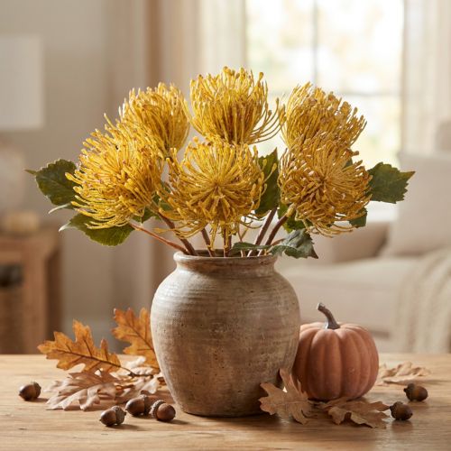 Protea artificial Leucospermum pincushion yellow 30cm 6 pcs | Floristik24.co.uk
