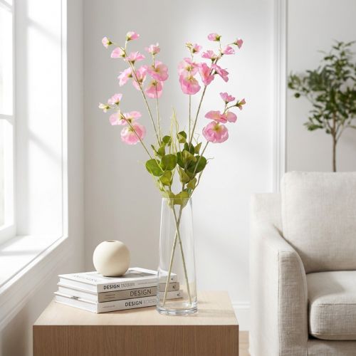 Sweet peas artificial flowers pink on long stem 74cm 2pcs | Floristik24.co.uk