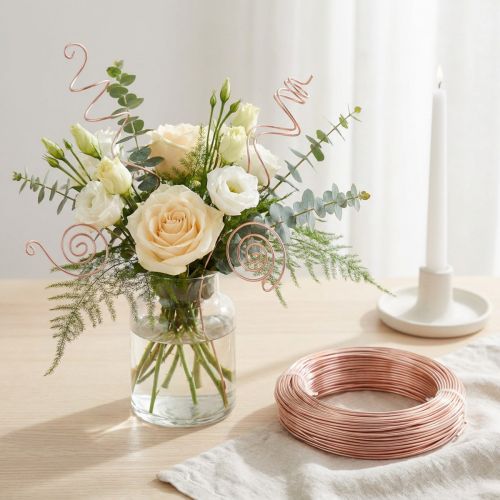 Aluminum wire 2mm, 60m, 500g rose gold - Flexible jewelry wire for crafting, decorating and floristry supplies | Floristik24.co.uk