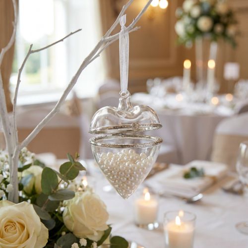 Glass heart for filling hanging decoration 7cm x 10cm clear 2pcs | Floristik24.co.uk
