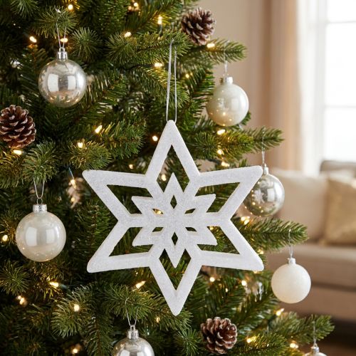 Decorative star white, snow-covered 28cm L40cm 1 pc | Floristik24.co.uk