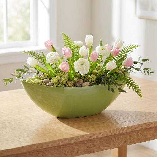 Decorative bowl light green 55.5cm x 14cm H17.5cm 1 pc | Floristik24.co.uk