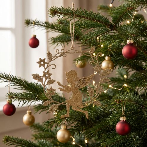 Angel wreath, Christmas decoration, angel to hang, metal pendant Golden H14cm W15.5 | Floristik24.co.uk