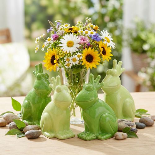 Ceramic frog decoration figure, frog prince summer decoration 10.5×5.5×7cm 4pcs | Floristik24.co.uk