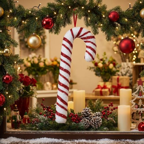 Decoration Candy Cane Christmas Window Decoration Red White Striped H51,5cm | Floristik24.co.uk