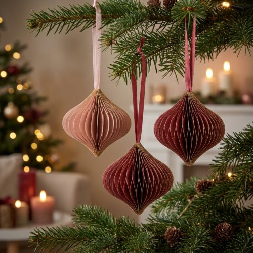 Honeycomb Balls Honeycomb Balls Onion Pink Wine Red Ø8cm 4 Pcs | Floristik24.co.uk