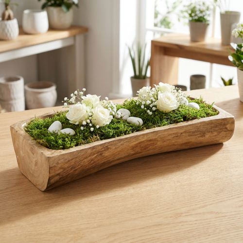 Mango Wood Decorative Bowl with Hollow 40×13–16cm×6.5cm Natural | Floristik24.co.uk