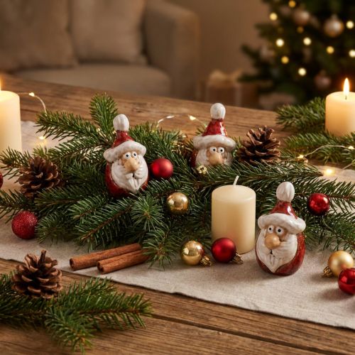 Ceramic Santa Claus figure, red, 7cm – Festive Christmas decoration – 6 pieces | Floristik24.co.uk