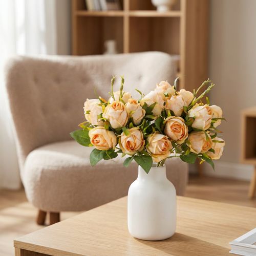 Artificial flower rose bouquet, realistic decoration for living areas, 31cm, 3 pieces | Floristik24.co.uk
