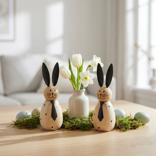 Product Decorative rabbit with a simple design for springtime living room accents, 12cm, 2 pieces