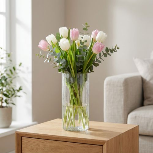 High-quality glass vase for decorative arrangement in modern homes, 24cm | Floristik24.co.uk