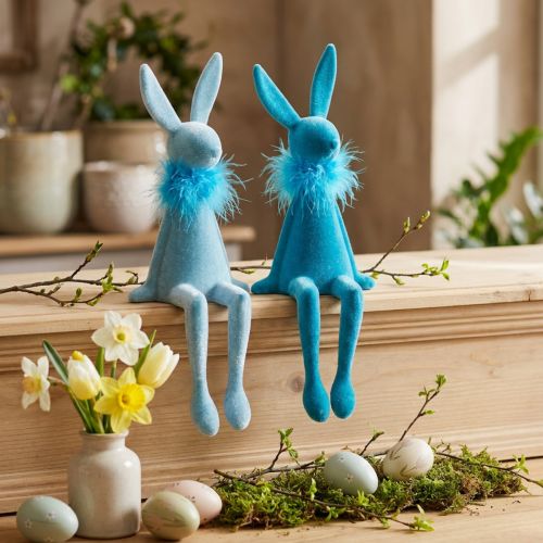 Easter décor Blue Bunny as a shelf sitter Ideal as charming spring decoration 27cm 2 pieces | Floristik24.co.uk