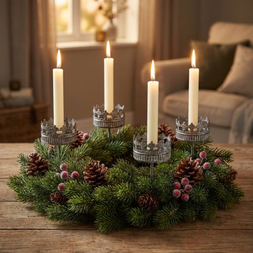Candle holder silver antique Ø7cm H12cm 4pcs | Floristik24.co.uk