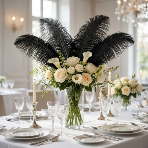 Product Ostrich Feathers Decoration Black Feathers 32-35cm 4 pcs