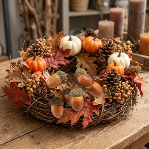 Artificial acorns on wire decoration for autumn wreath 3cm 6 pcs | Floristik24.co.uk