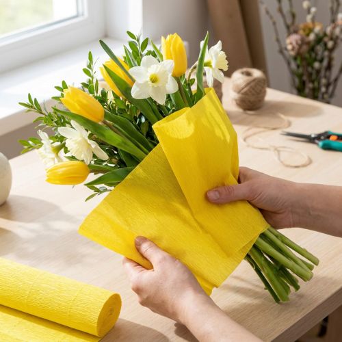 Florist Crepe Paper Yellow 50x250cm | Floristik24.co.uk