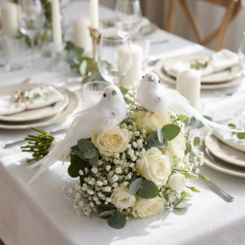 Dove on the clip white 14cm 2pcs | Floristik24.co.uk