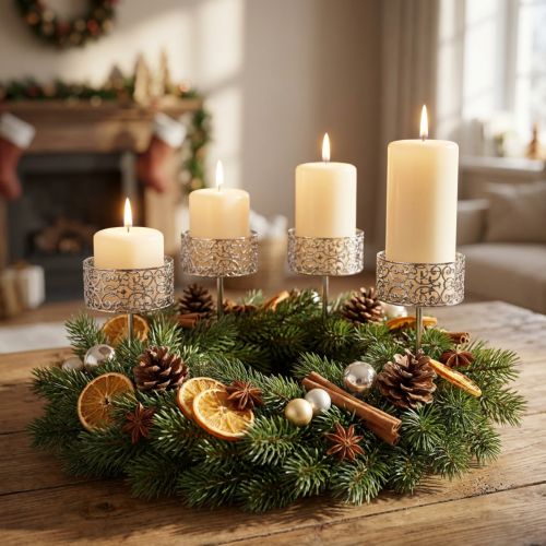 Floral Candle Holders for Sticking Silver Ø8.8cm H13.7cm 4 pcs Antique Look | Floristik24.co.uk