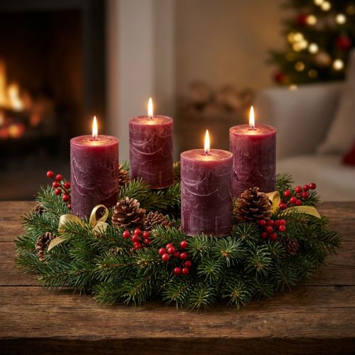 Solid colored candles burgundy 60x80mm 4pcs | Floristik24.co.uk