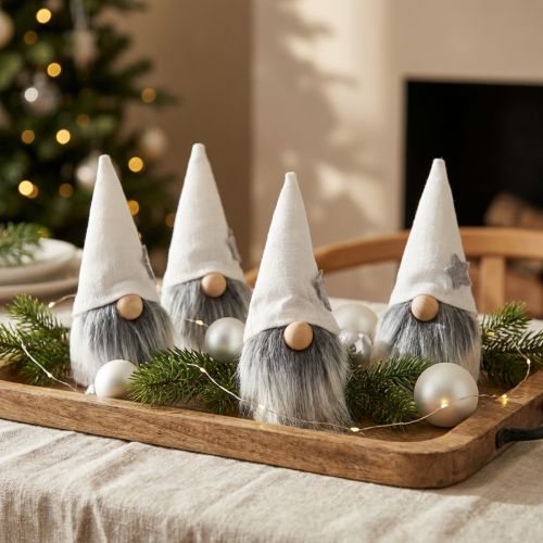 Christmas gnome with beard white, grey 12cm 4 pcs | Floristik24.co.uk