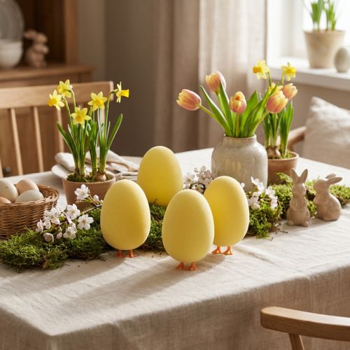 Easter Egg with Legs Yellow Decorative Figure Egg Easter Decoration H13cm 4 Pcs | Floristik24.co.uk
