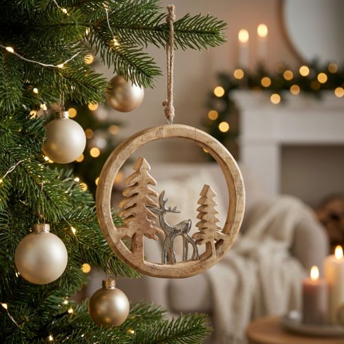Hanging decoration window Christmas decoration reindeer wood decoration 19.5cm | Floristik24.co.uk