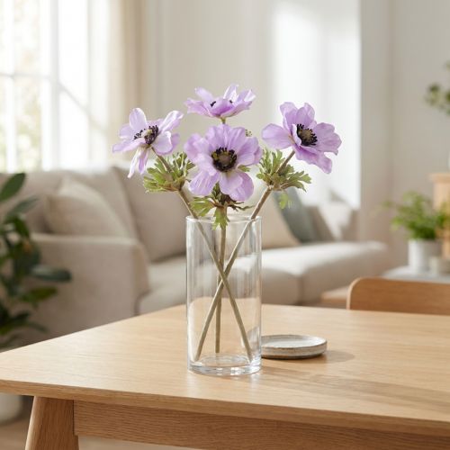 Artificial anemone flowers in lilac, 34cm long, 4 pieces | Floristik24.co.uk