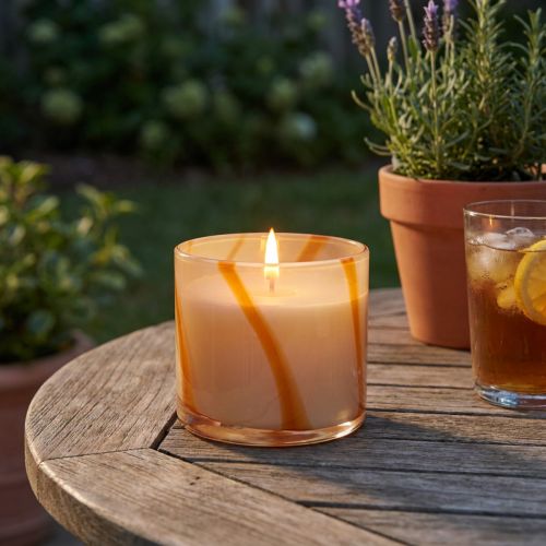 Scented candle in glass Citronella candle retro design Ø8cm H8cm | Floristik24.co.uk