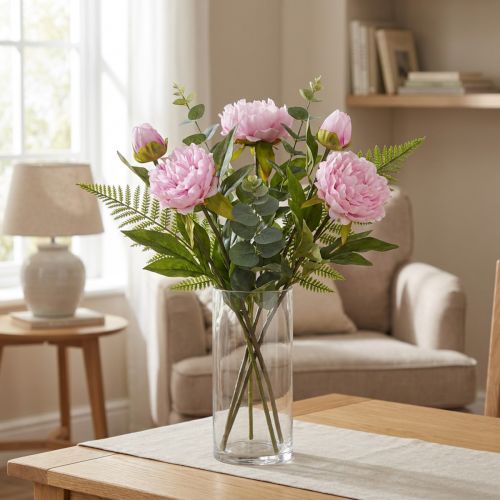 Peony Artificial Flowers Pink with Long Stem 70cm 3pcs | Floristik24.co.uk