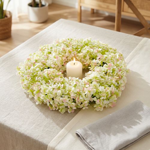 Product Artificial Flower Wreath Mini Table Decoration White Pink Ø12cm 6 pcs